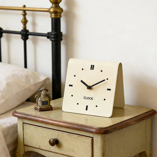Acrylic Table Clock, Silent Non-Ticking Square Desk Alarm Clock, 10 × 7.5 × 9.5 cm, Beige or Black - product view 1