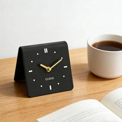 Acrylic Table Clock, Silent Non-Ticking Square Desk Alarm Clock, 10 × 7.5 × 9.5 cm, Beige or Black - product view 2