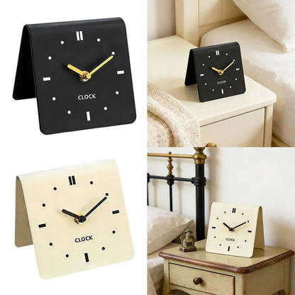 Acrylic Table Clock, Silent Non-Ticking Square Desk Alarm Clock, 10 × 7.5 × 9.5 cm, Beige or Black - product view 4