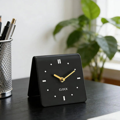 Acrylic Table Clock, Silent Non-Ticking Square Desk Alarm Clock, 10 × 7.5 × 9.5 cm, Beige or Black - product view 6