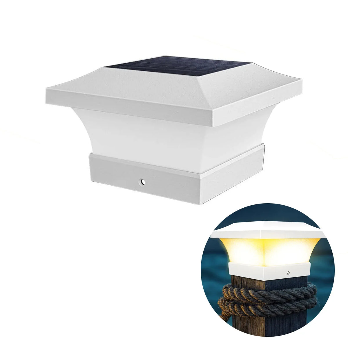 Solar Post Cap Light, 4x4 Fence and Deck Lamp, LED, Automatic Dusk Lighting, 8–10 Hour Runtime, Warm or Cool White - product view 2