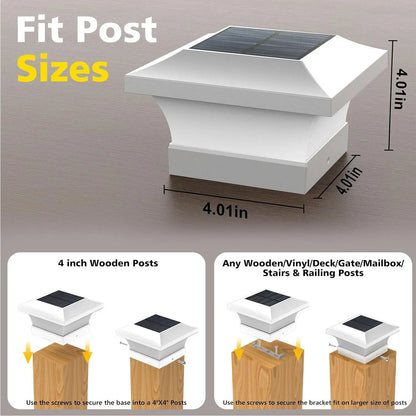 Solar Post Cap Light, 4x4 Fence and Deck Lamp, LED, Automatic Dusk Lighting, 8–10 Hour Runtime, Warm or Cool White - product view 4