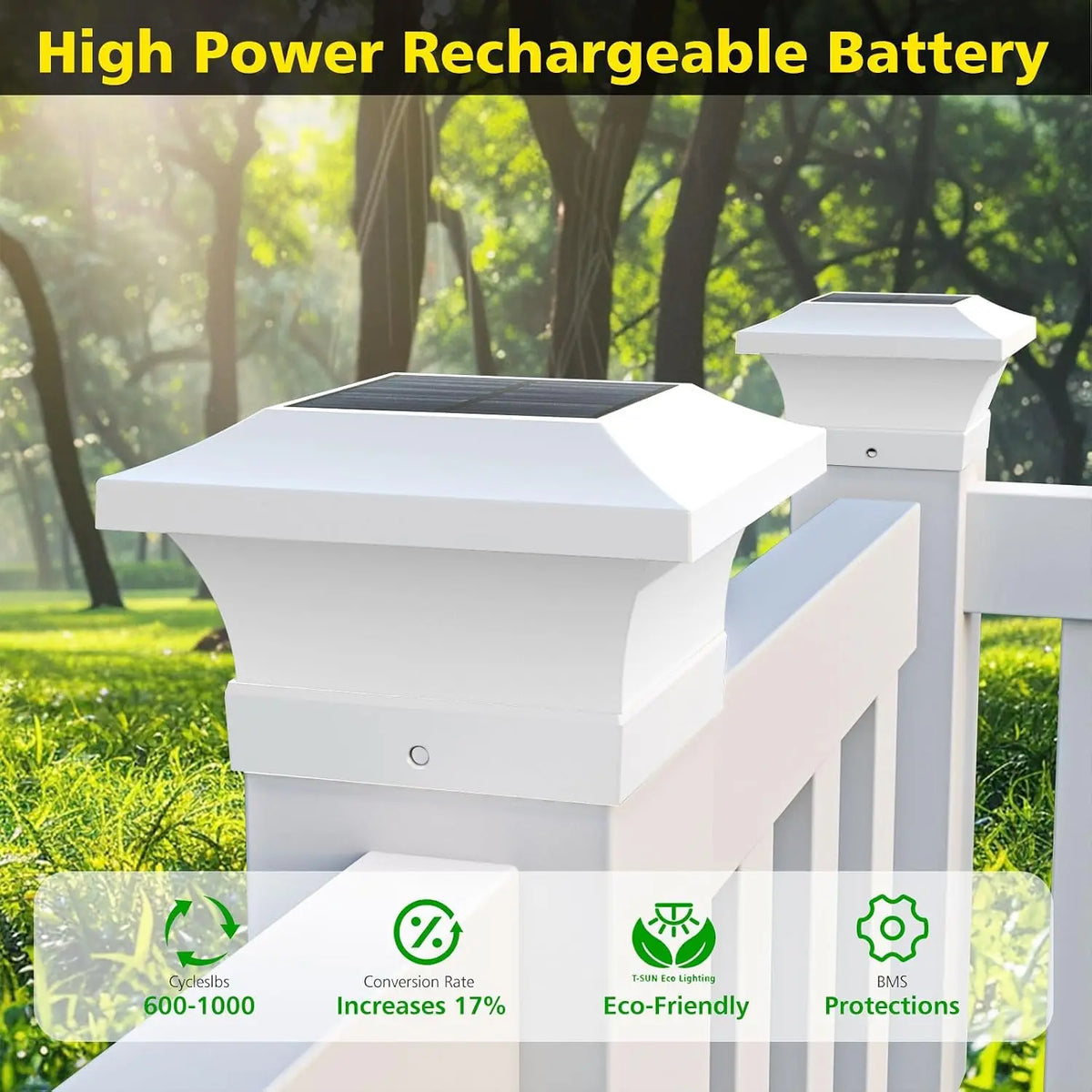 Solar Post Cap Light, 4x4 Fence and Deck Lamp, LED, Automatic Dusk Lighting, 8–10 Hour Runtime, Warm or Cool White - product view 6
