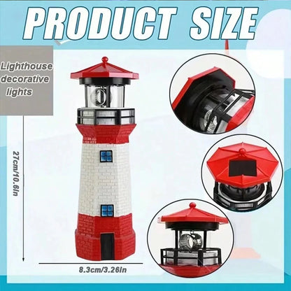Solar LED Lighthouse Garden Light, ABS Push-Button Lawn Lamp, Self-Contained Driveway and Pathway Decor in 1 or 2 Pieces - product view 4