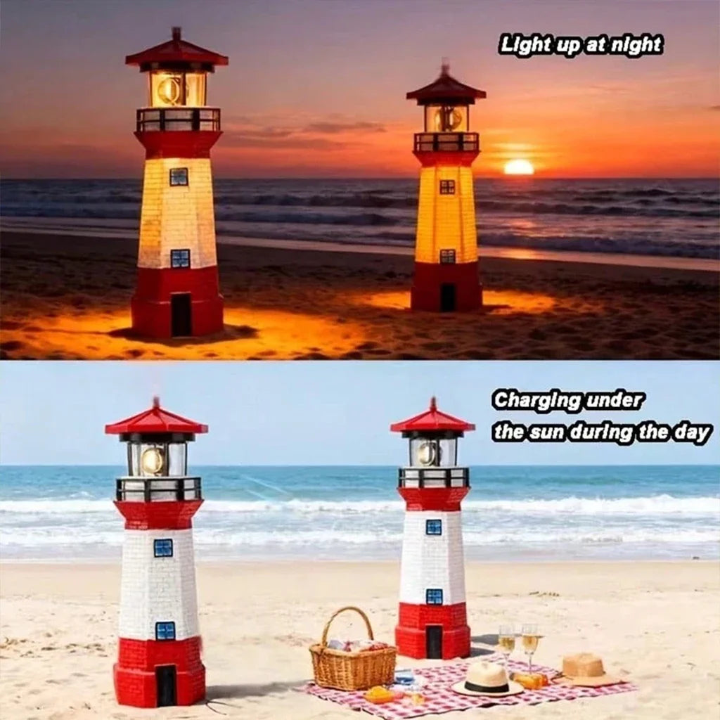 Solar LED Lighthouse Garden Light, ABS Push-Button Lawn Lamp, Self-Contained Driveway and Pathway Decor in 1 or 2 Pieces - product view 6