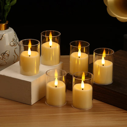 Flameless LED Candle Lights, 6-Piece Warm White Tea Lamps, Button Battery Powered Halloween and Party Décor - product view 2