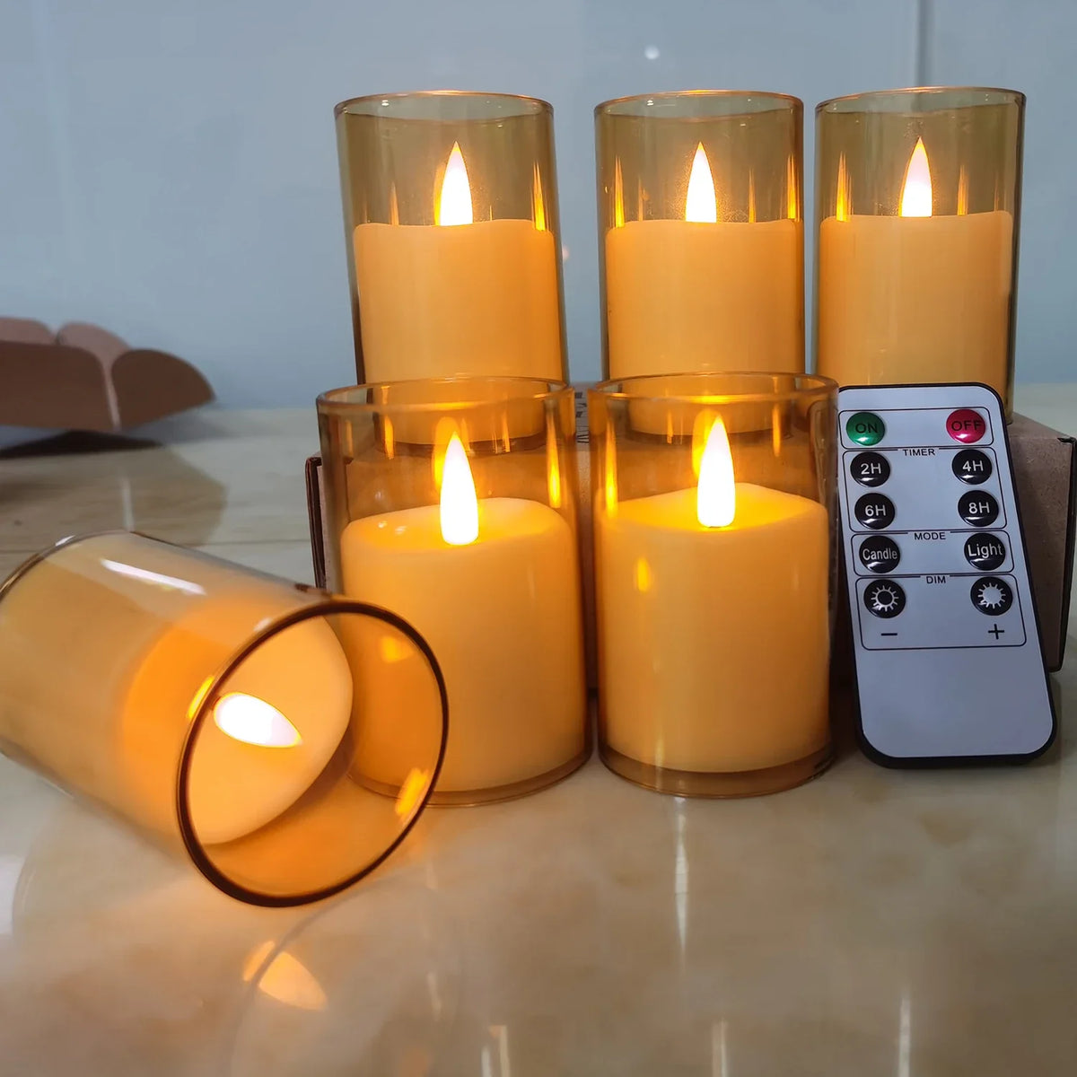 Flameless LED Candle Lights, 6-Piece Warm White Tea Lamps, Button Battery Powered Halloween and Party Décor - product view 3