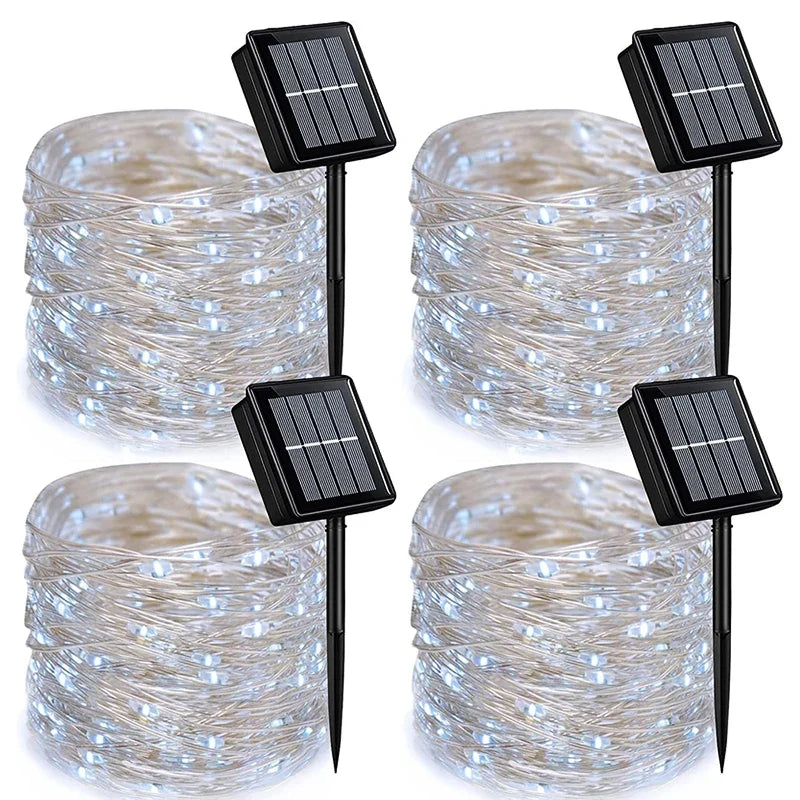 Solar String Lights, IP44 Waterproof LED Garland with 8 Lighting Modes, Warm White, White or RGB, 5–42 m Options - product view 4