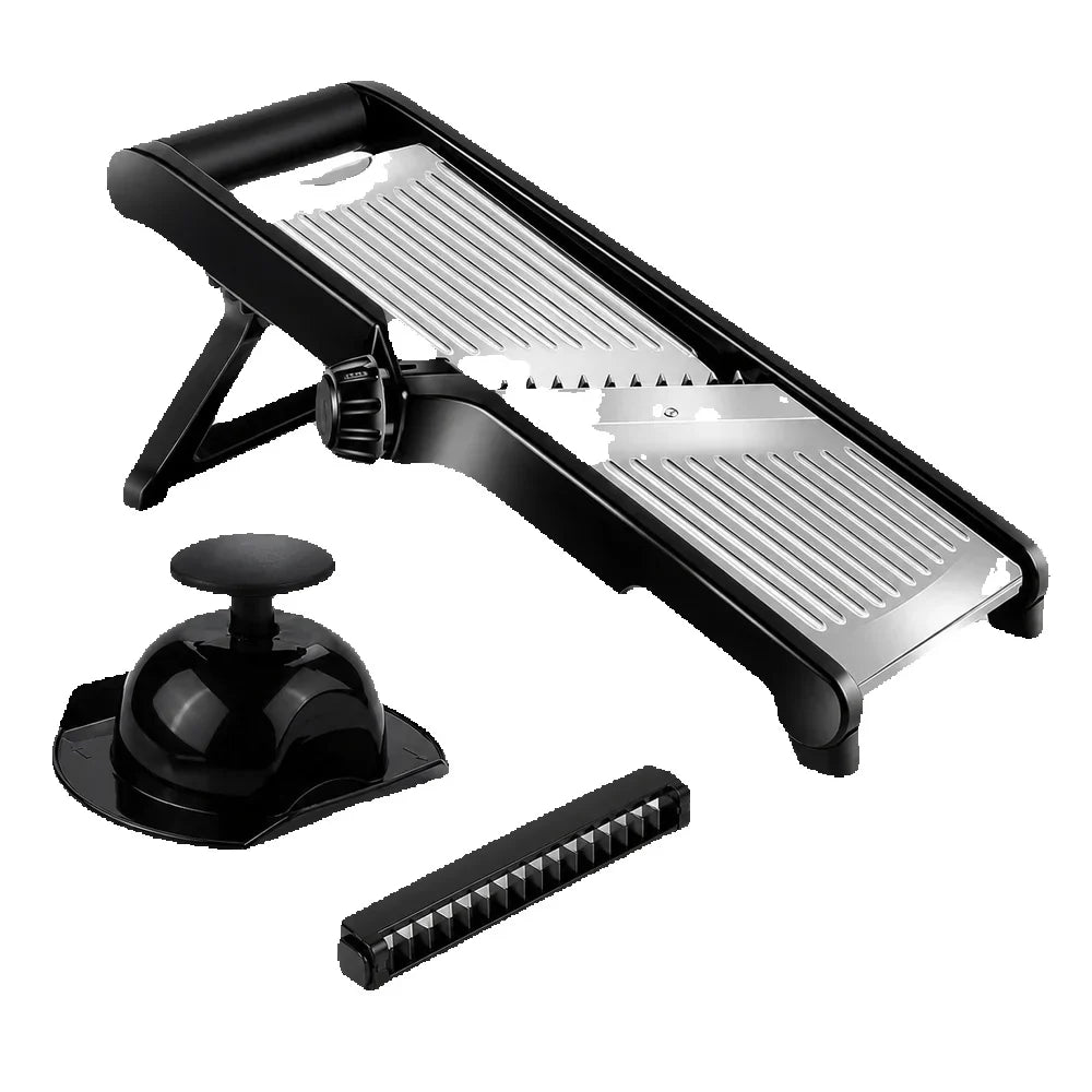 Adjustable Mandoline Slicer with Food Holder, ABS Blade, Julienne Cutter for Vegetable Prep, Black - product view 1