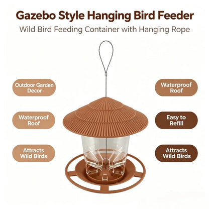 Gazebo Hanging Wild Bird Feeder, 2.6 lb Capacity, Twist-Lock Cover, Detachable Plastic Body with Rope Hook - product view 4