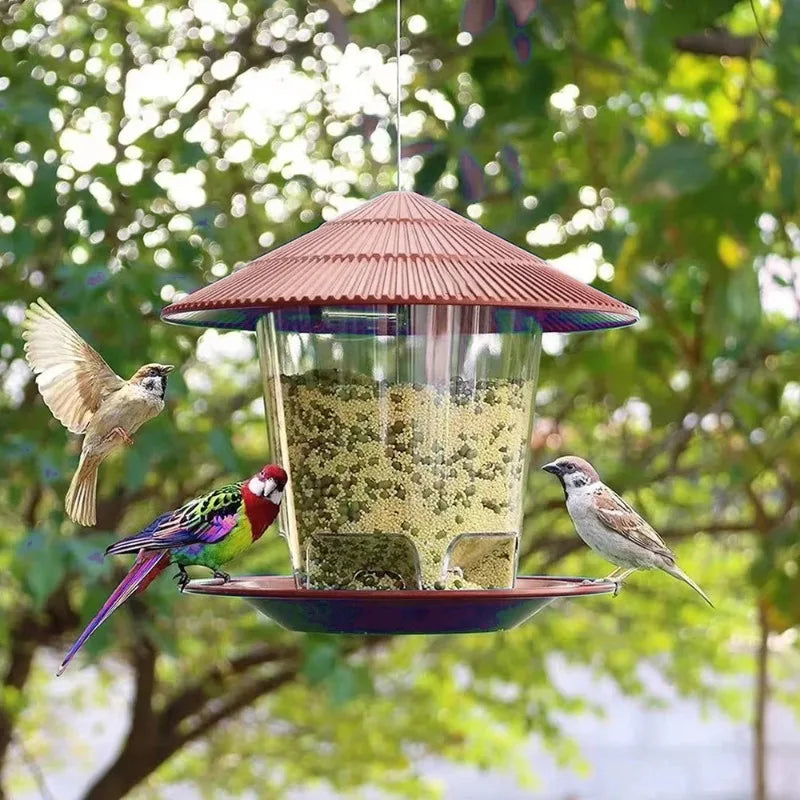 Gazebo Hanging Wild Bird Feeder, 2.6 lb Capacity, Twist-Lock Cover, Detachable Plastic Body with Rope Hook - product view 6