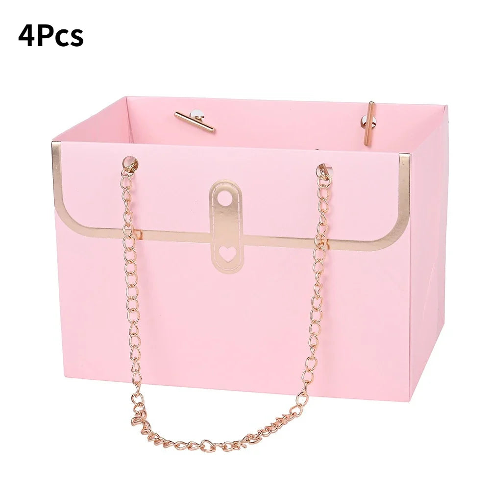 Paper Gift Box Tote Bags, 4-Piece Bouquet Packaging, 15 x 10.5 x 10 cm, Multiple Colors for Weddings and Birthdays - product view 1