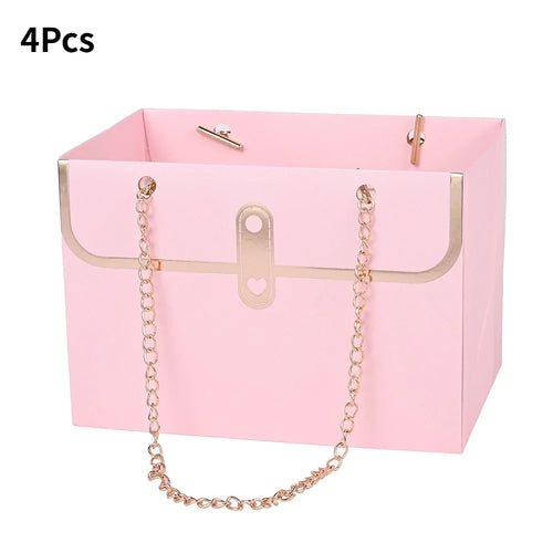Paper Gift Box Tote Bags, 4-Piece Bouquet Packaging, 15 x 10.5 x 10 cm, Multiple Colors for Weddings and Birthdays - product view 1