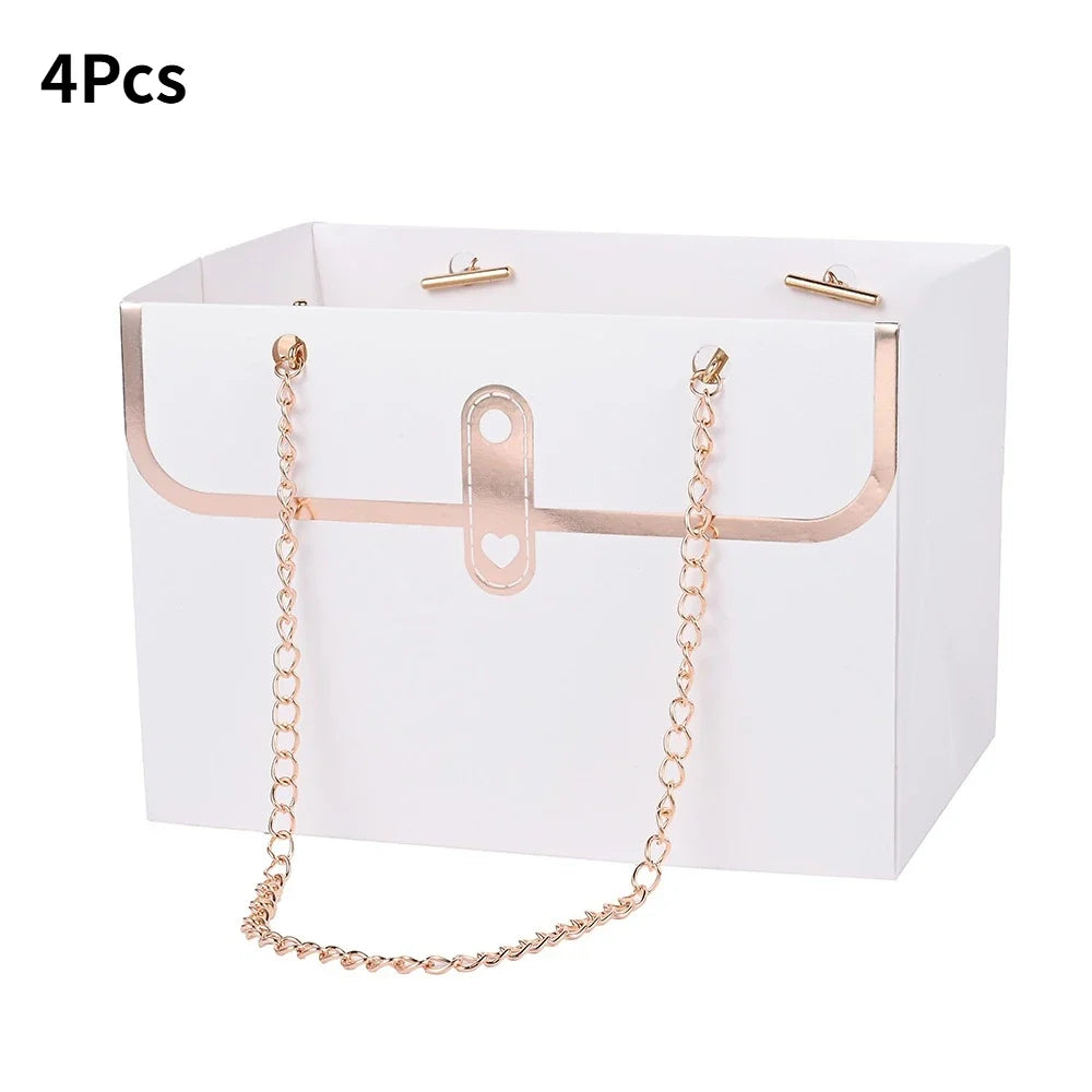 Paper Gift Box Tote Bags, 4-Piece Bouquet Packaging, 15 x 10.5 x 10 cm, Multiple Colors for Weddings and Birthdays - product view 2