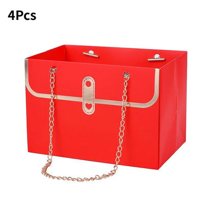 Paper Gift Box Tote Bags, 4-Piece Bouquet Packaging, 15 x 10.5 x 10 cm, Multiple Colors for Weddings and Birthdays - product view 3