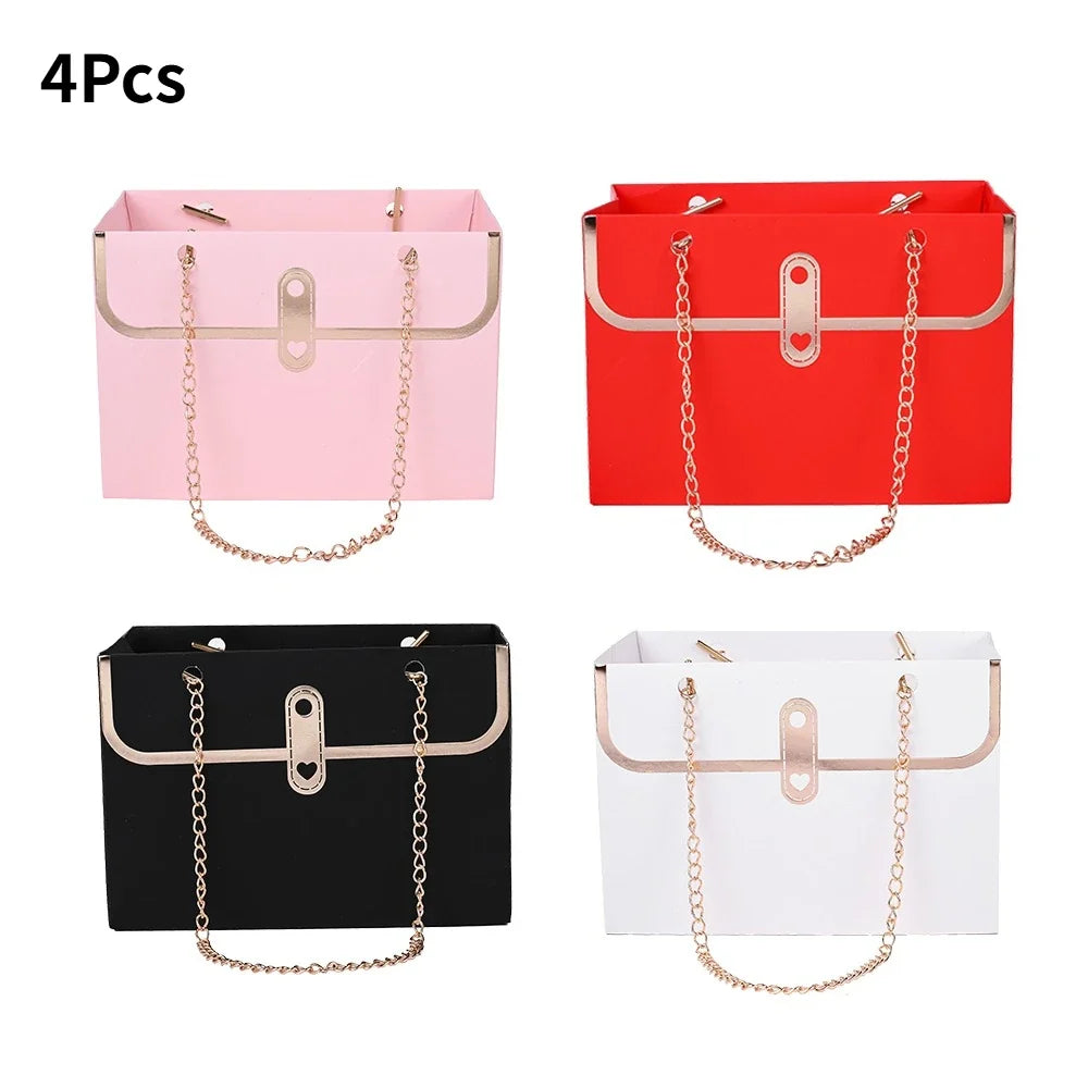 Paper Gift Box Tote Bags, 4-Piece Bouquet Packaging, 15 x 10.5 x 10 cm, Multiple Colors for Weddings and Birthdays - product view 5