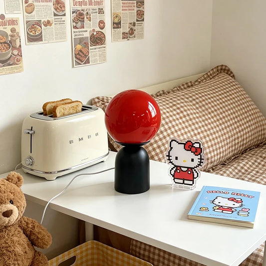 Dimmable Glass Stone Table Lamp, Art Deco LED Bedside Light with USB Type-C, Soft Sphere Design in Five Colors - product view 1