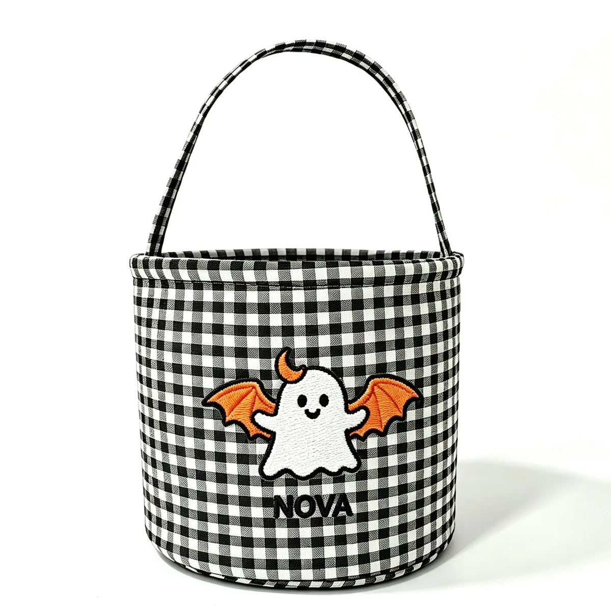 Easter Plaid Candy Basket, Cloth Handheld Bucket with Sturdy Handles, Reusable Egg and Gift Tote in Five Colors - product view 4