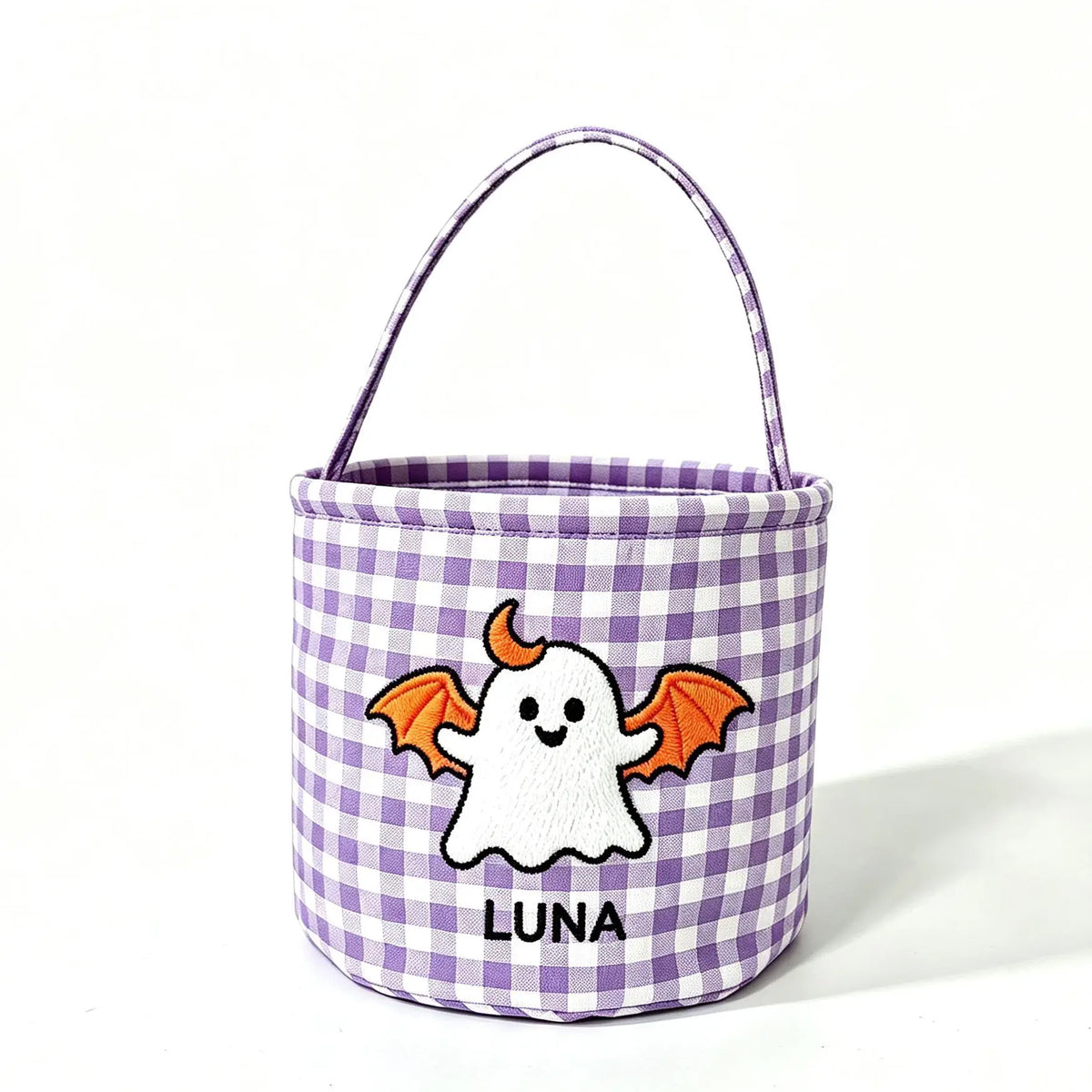 Easter Plaid Candy Basket, Cloth Handheld Bucket with Sturdy Handles, Reusable Egg and Gift Tote in Five Colors - product view 5