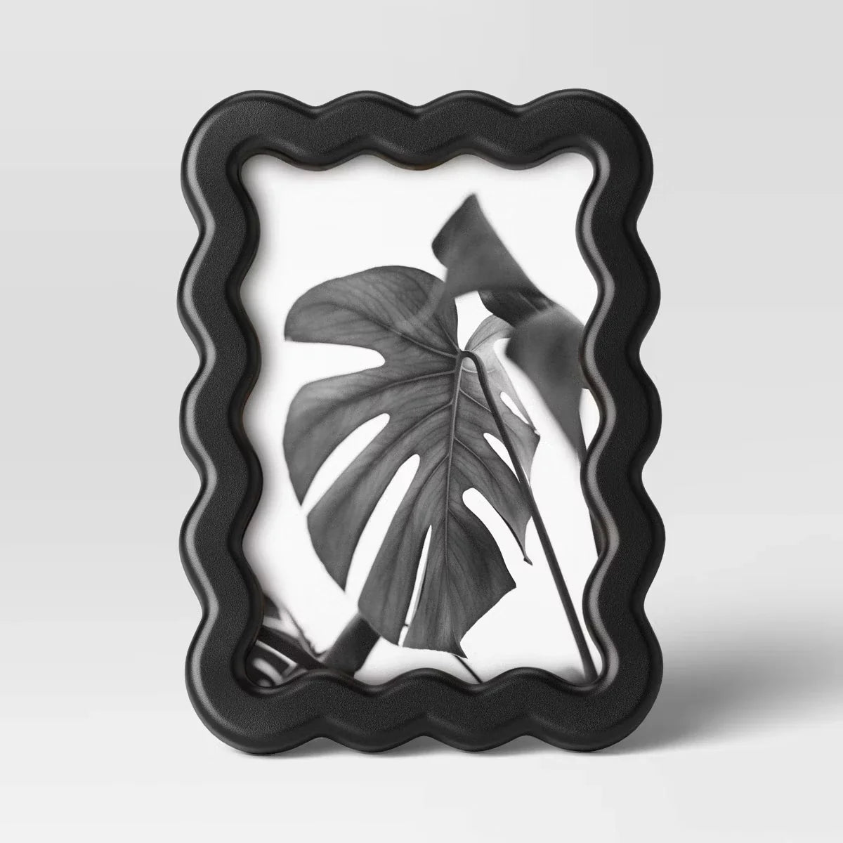 Black Wavy Picture Frame, 4 x 6 Inch Glass Photo and Art Display for Modern Tabletops and Home Décor - product view 2