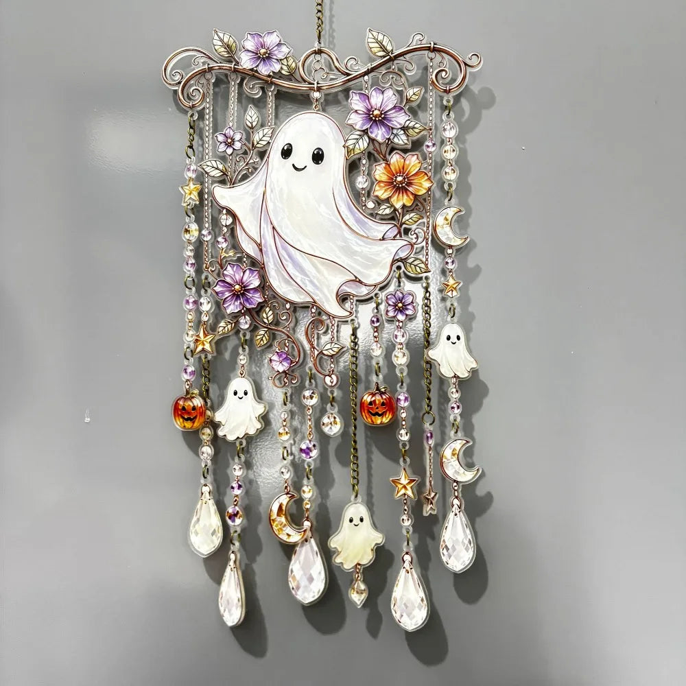 Halloween Suncatcher Wind Chime, 6.7 x 11.8in Acrylic Hanging Gothic Decor for Window, Porch, Patio and Garden - product view 2