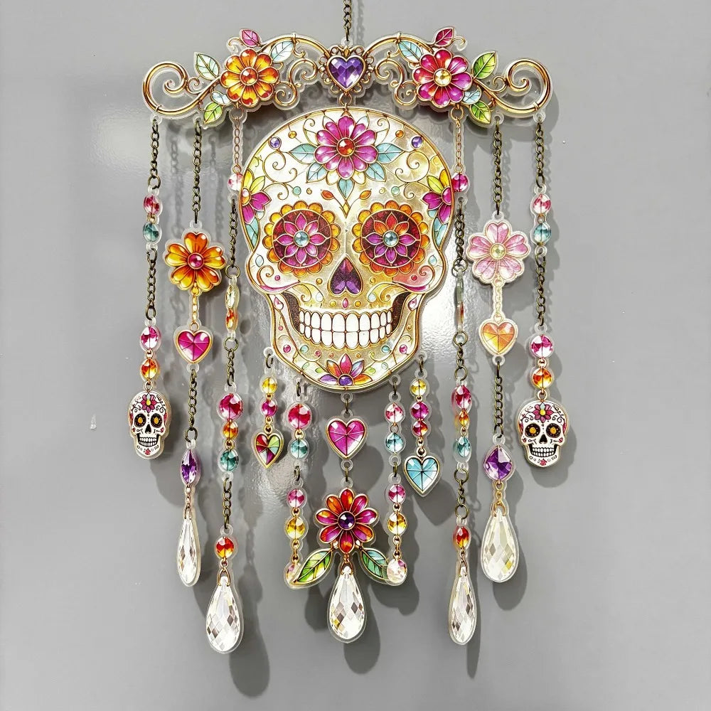 Halloween Suncatcher Wind Chime, 6.7 x 11.8in Acrylic Hanging Gothic Decor for Window, Porch, Patio and Garden - product view 3