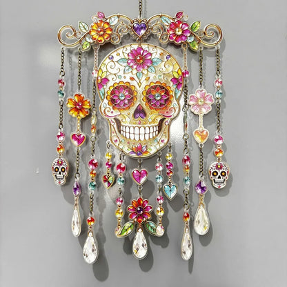 Halloween Suncatcher Wind Chime, 6.7 x 11.8in Acrylic Hanging Gothic Decor for Window, Porch, Patio and Garden - product view 3