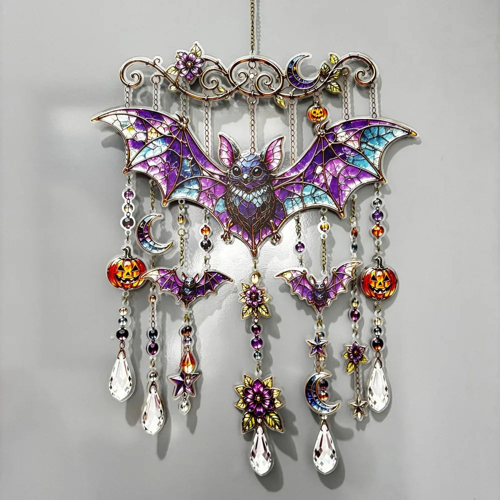 Halloween Suncatcher Wind Chime, 6.7 x 11.8in Acrylic Hanging Gothic Decor for Window, Porch, Patio and Garden - product view 4