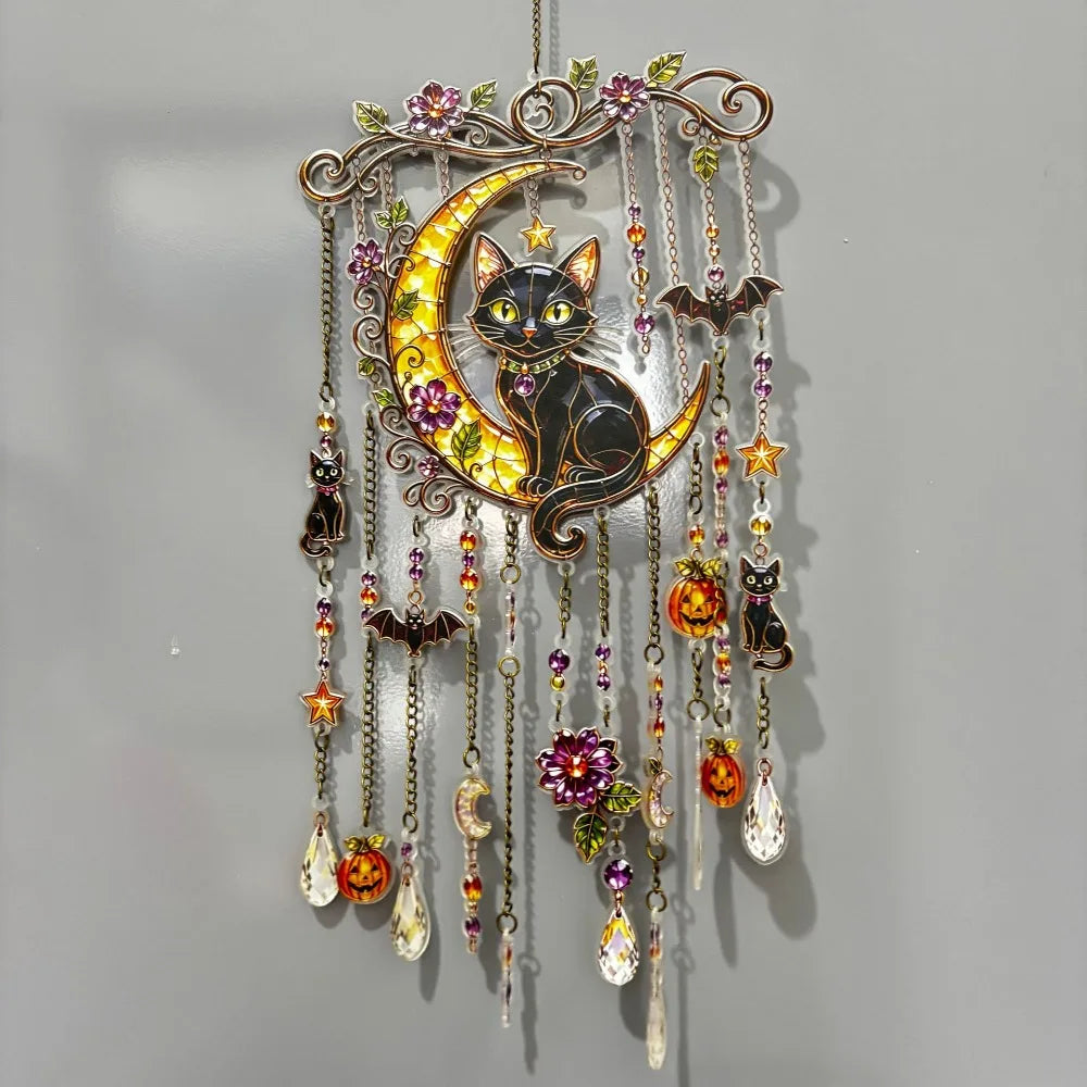 Halloween Suncatcher Wind Chime, 6.7 x 11.8in Acrylic Hanging Gothic Decor for Window, Porch, Patio and Garden - product view 5