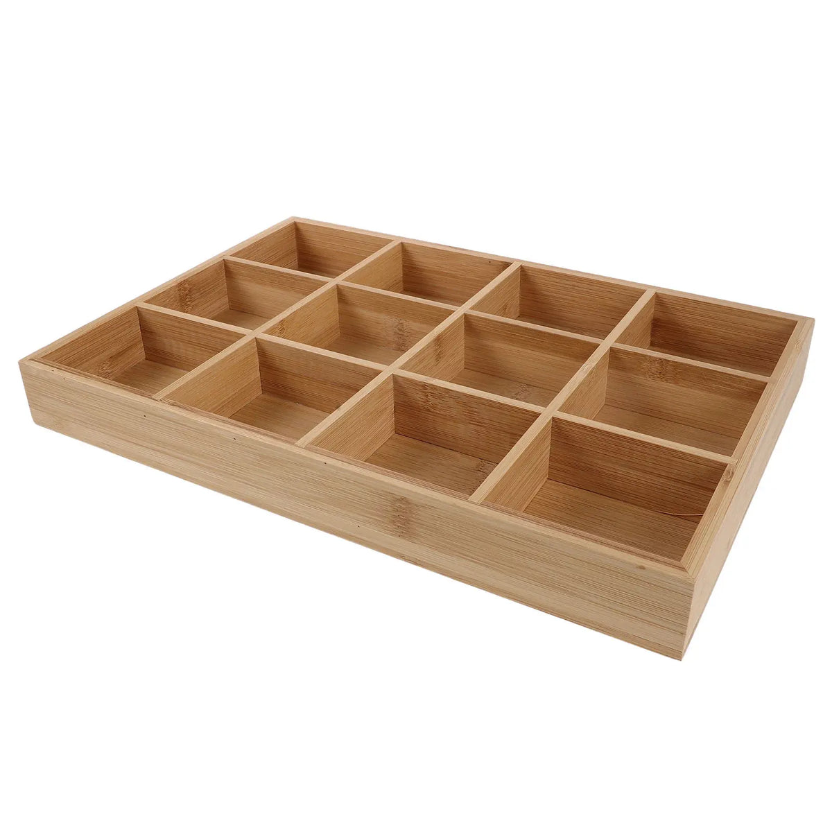 Bamboo Drawer Organizer, 12-Compartment Sock, Underwear and Lingerie Storage Tray, 35 × 24 × 4 cm for Closets - product view 1