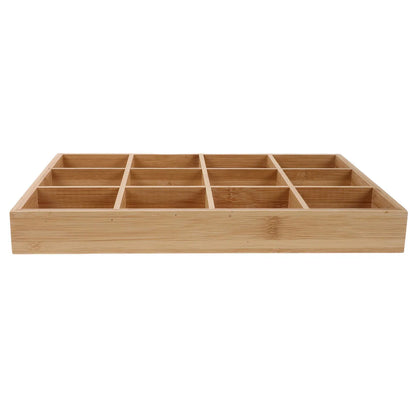 Bamboo Drawer Organizer, 12-Compartment Sock, Underwear and Lingerie Storage Tray, 35 × 24 × 4 cm for Closets - product view 5