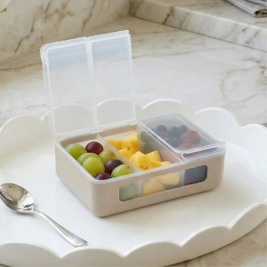 3-Compartment Snack Box, Snap-Lock Lids, 5.9 oz Portions, BPA-Free Plastic Food Storage Container for Lunches and Travel - product view 1