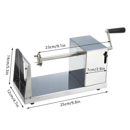 Manual Vegetable Spiralizer Cutter, Stainless Steel Potato Twister, 3–3.5 mm Slices, Tabletop Tornado Fries Maker - product view 1