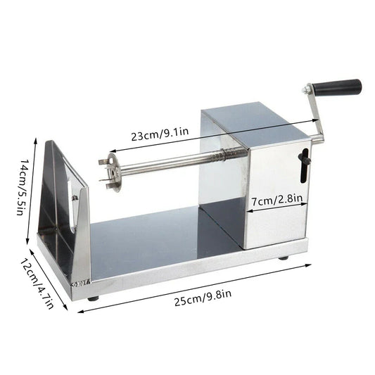 Manual Vegetable Spiralizer Cutter, Stainless Steel Potato Twister, 3–3.5 mm Slices, Tabletop Tornado Fries Maker - product view 1