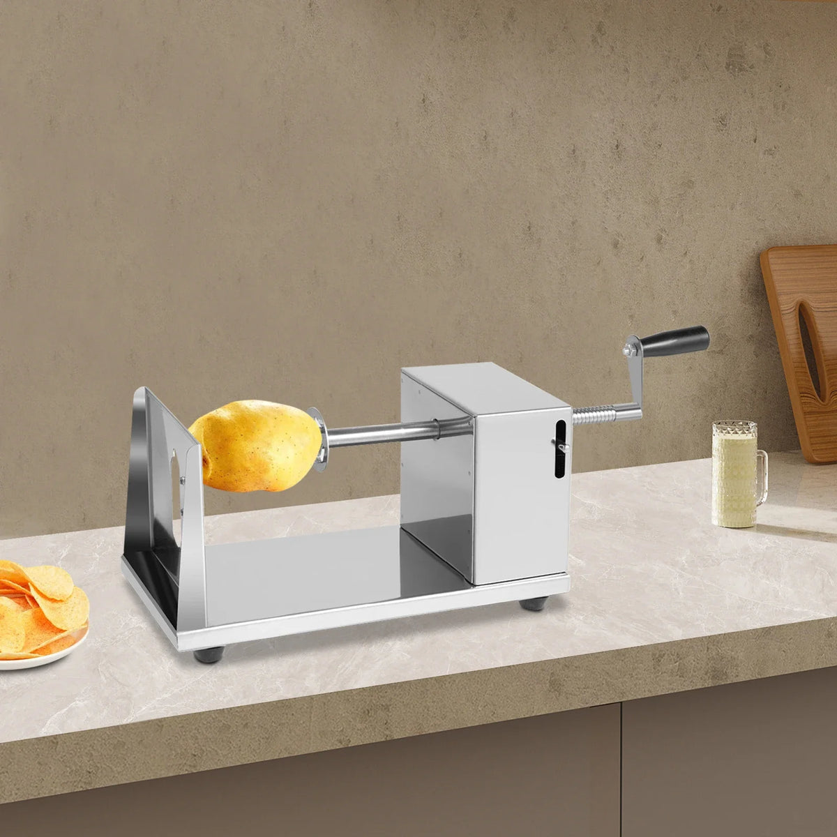 Manual Vegetable Spiralizer Cutter, Stainless Steel Potato Twister, 3–3.5 mm Slices, Tabletop Tornado Fries Maker - product view 5