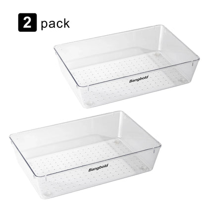 Plastic Drawer Organizer, Rectangular Modern Storage for Makeup, Kitchen Items and Sundries, Multiple Sizes and Pack Options - product view 4