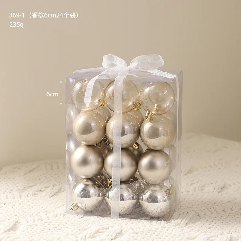 Champagne Christmas Ball Ornaments, Transparent Hanging Tree Decorations, 3-Piece Set with 4–8 cm Size Options - product view 4