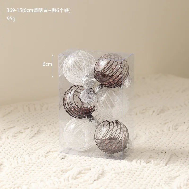 Champagne Christmas Ball Ornaments, Transparent Hanging Tree Decorations, 3-Piece Set with 4–8 cm Size Options - product view 6