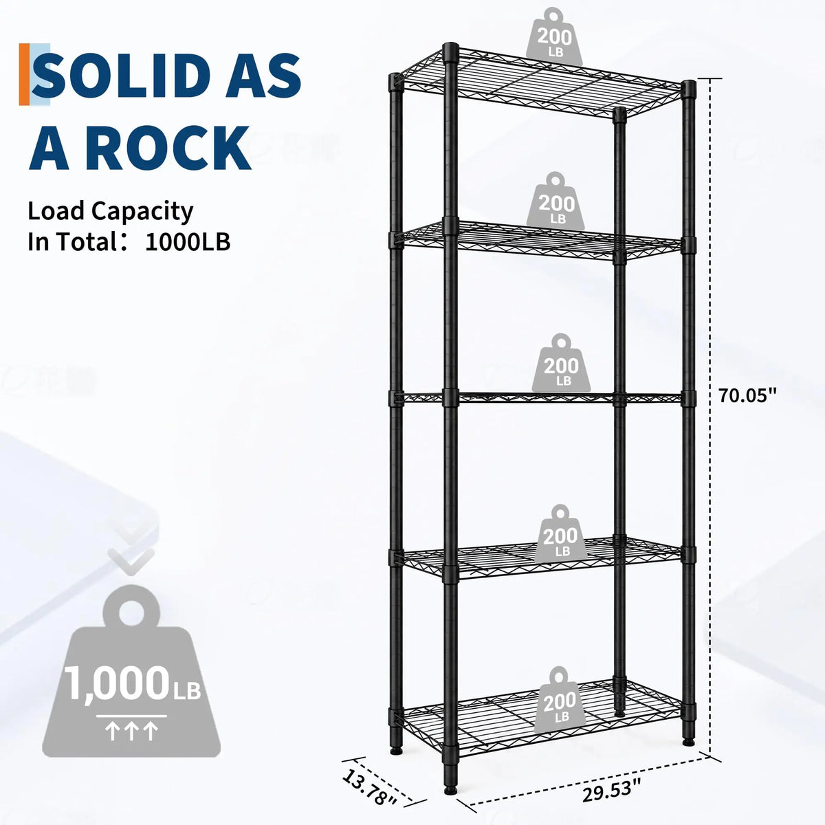 2-Pack Freestanding Storage Shelves, 4-Tier Adjustable Steel Wire Racks, 72-Inch Height for Garage, Closet and Laundry - product view 4