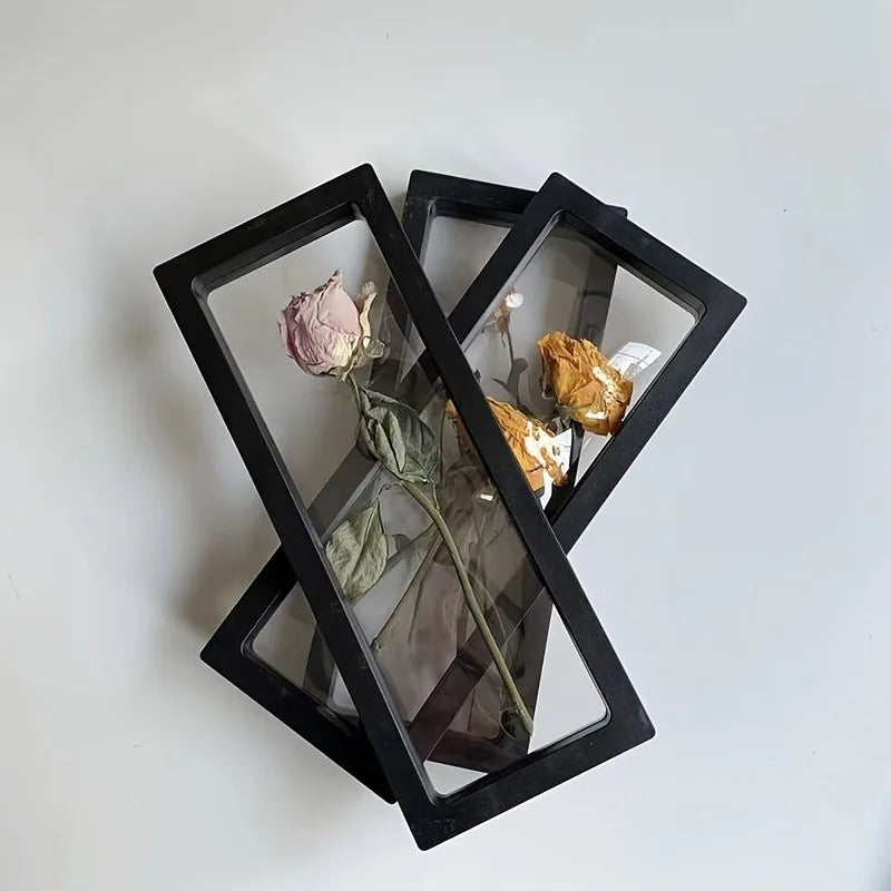 Rose Dried Flower Storage Photo Frame, Transparent Horizontal Plastic Shadow Box, Vintage Black Display Stand, 1pc or 3pcs - product view 5