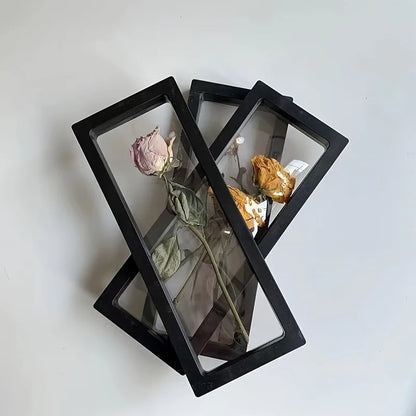 Rose Dried Flower Storage Photo Frame, Transparent Horizontal Plastic Shadow Box, Vintage Black Display Stand, 1pc or 3pcs - product view 5