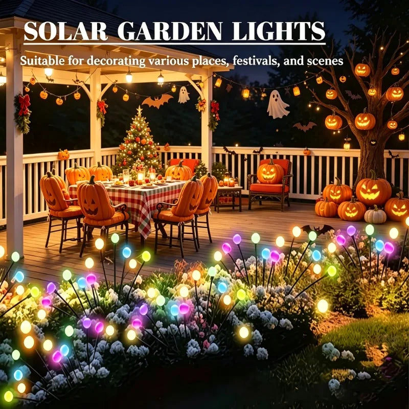 2-Set Solar Firefly Walkway Lights, 8 LED Warm Swaying Columns, Waterproof Plastic Garden Décor for Parties and Holidays - product view 1