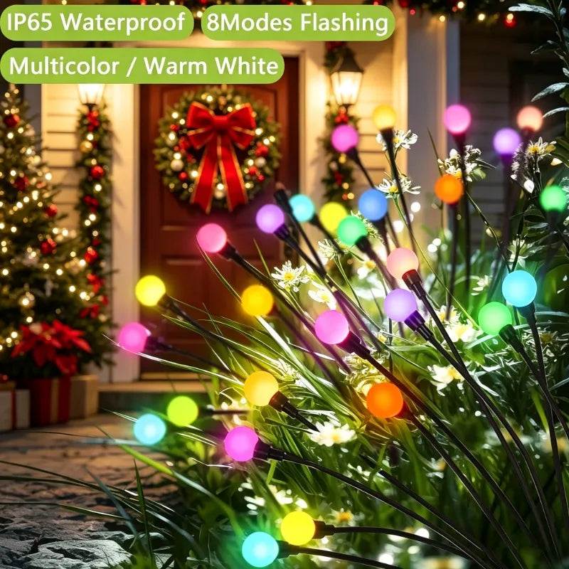 2-Set Solar Firefly Walkway Lights, 8 LED Warm Swaying Columns, Waterproof Plastic Garden Décor for Parties and Holidays - product view 2