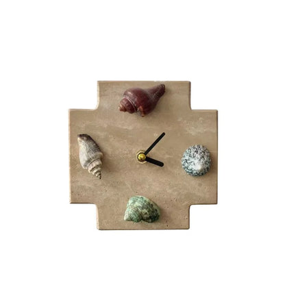 Retro Shell Table Clock, Resin and Stone Desk Ornament for Mantel, Shelf, Office or Room Décor - product view 4