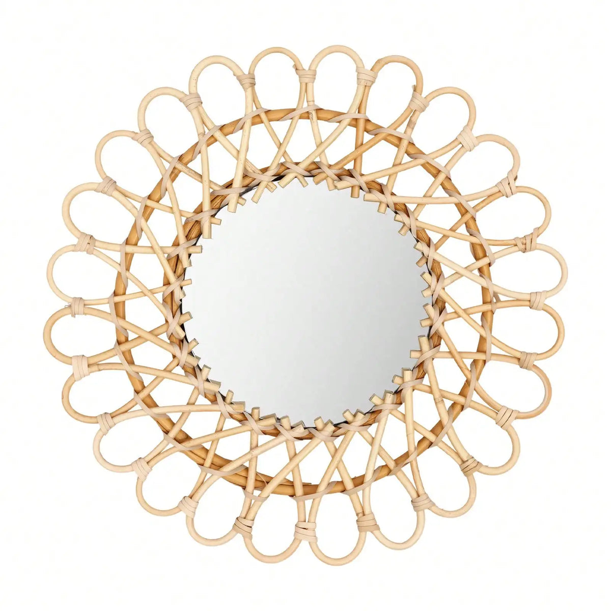 round rattan mirror - product view 1