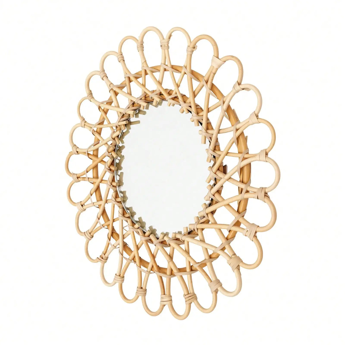 round rattan mirror - product view 6