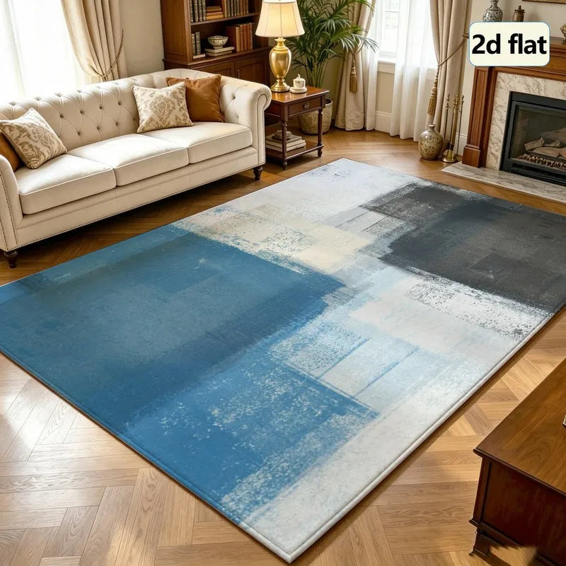 Abstract Geometric Striped Area Rug, Machine-Made 100% Polyester with Rubber Backing for Entryway, Bedroom or Living Room - product view 4