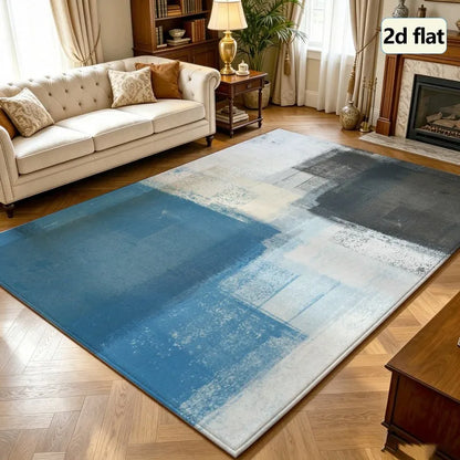 Abstract Geometric Striped Area Rug, Machine-Made 100% Polyester with Rubber Backing for Entryway, Bedroom or Living Room - product view 4