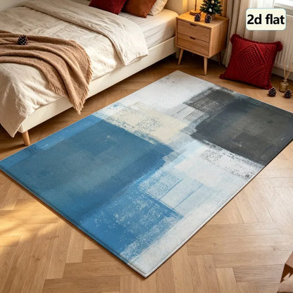 Abstract Geometric Striped Area Rug, Machine-Made 100% Polyester with Rubber Backing for Entryway, Bedroom or Living Room - product view 5