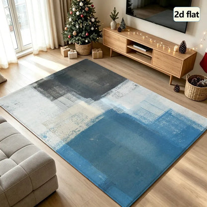 Abstract Geometric Striped Area Rug, Machine-Made 100% Polyester with Rubber Backing for Entryway, Bedroom or Living Room - product view 6